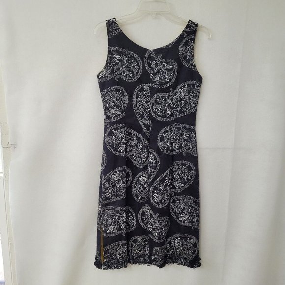 Citrine Dress Womens 8 Sleeveless Black/White Ruffle Hem Sleeveless Slit - Picture 5 of 11